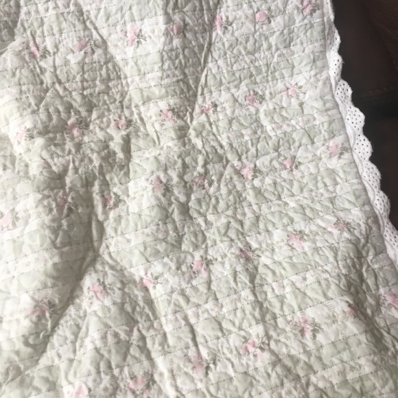 NW VINTAGE CHIC MINT PINK ROSES QUILT STD SHAM - Picture 3 of 8
